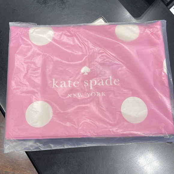 Kate Spade Soft Pink-White Polka Dots Canvas Tote XL Reusable Shopping Beach Bag - Picture 13 of 16